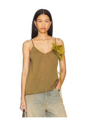 Marques ' Almeida Thin Knit Spaghetti Strap Top in Army. Size S. Also in XS, M.