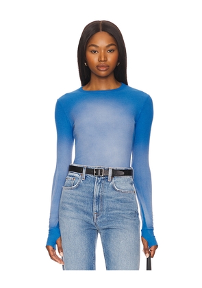 Michael Lauren Alick Long Sleeve Fitted Top With Thumbhole in Blue. Size M. Also in L, S, XS.
