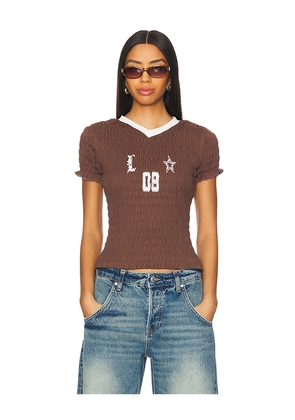 LIONESS Scrunched Spectate Top in Brown. Size S. Also in M, XS.