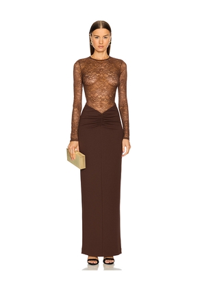 Michael Costello x REVOLVE Zaria Gown in Chocolate. Size S. Also in XS.