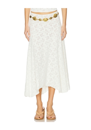 LIONESS Tidal Midi Skirt in White. Size XL. Also in XS.