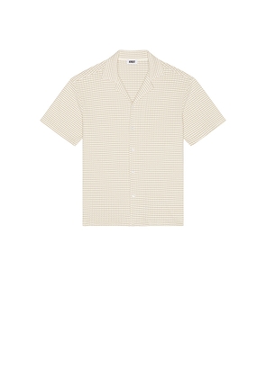 KROST Checkered Knit Bowling Shirt in Cream. Size M. Also in S, L, XL/1X.
