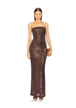 Michael Costello x REVOLVE Saskia Gown in Chocolate. Size M. Also in XS, S, L, XL.