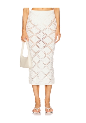 L'Academie by Marianna Baileigh Midi Skirt in Ivory. Size M. Also in XS, XXS, S, L, XL.