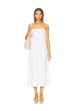 onia Air Linen Smocked Maxi Dress in White. Size M. Also in L, S.