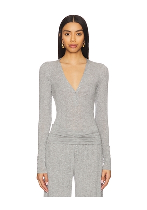 Negative Underwear Whipped Henley in Light Grey. Size M. Also in S, XS, XL.