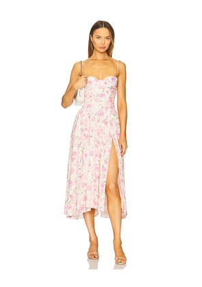 MAJORELLE Priscilla Midi Dress in Ivory,Blush. Size S. Also in XXS, XS, M, L, XL.