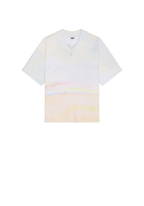 KROST Horizon Rib Knit Polo Shirt in Cream,Baby Blue. Size M. Also in S, L.