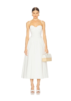 MAJORELLE Serena Midi Dress in White. Size S. Also in XXS, XS, L.