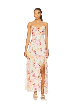 NICHOLAS Kamila Ruffle Gown in Ivory. Size 4. Also in 0, 6, 8.