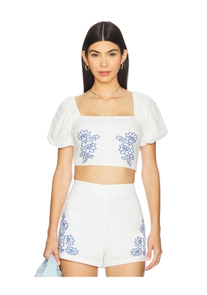 MINKPINK Sonnet Embroidered Top in White. Size M. Also in XS, S, L, XL.