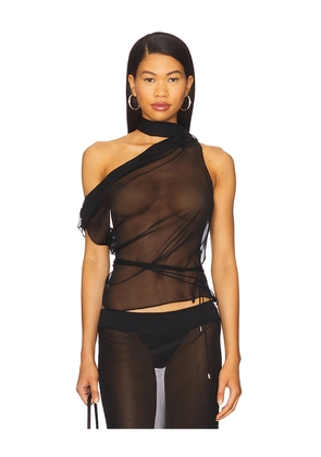 LaQuan Smith Scarf Top in Black. Size S. Also in XS, M.
