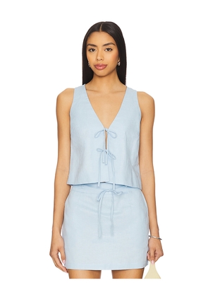 MINKPINK Pandora Tie Crop Top in Baby Blue. Size M. Also in XS, L, XL.
