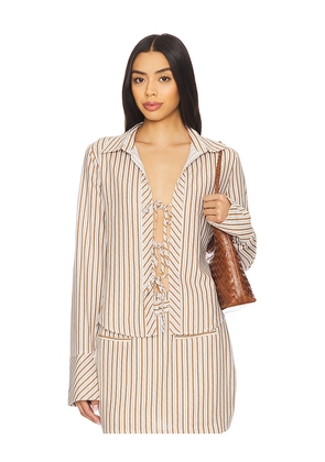 MINKPINK Artemis Tie Shirt in Tan. Size M. Also in L.