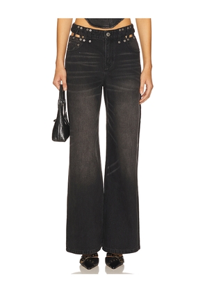 MARRKNULL Cutout Denim Trousers Jeans in Black. Size L. Also in M.