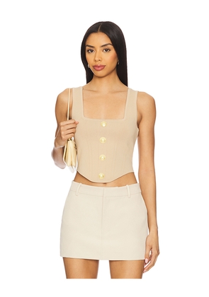 L'AGENCE Saga Square Neck Top in Tan. Size L. Also in XL.