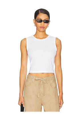 LESET Pointelle Sleeveless Crew Top in White. Size M. Also in XS, S, L, XL.