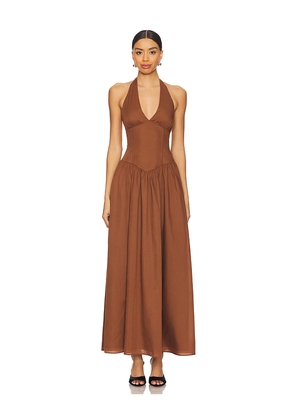 MORE TO COME Bexley Maxi Dress in Brown. Size M. Also in L, S, XL, XS, XXS.