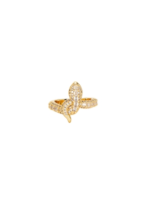 Mazin Jewels Pave Snake Ring in Metallic Gold. Size 6. Also in 5.
