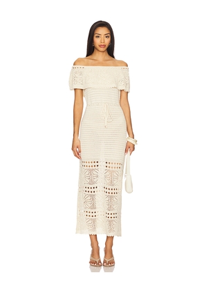 Line & Dot Wilda Crochet Sweater Dress in Neutral. Size M. Also in S, XS, L, XL.