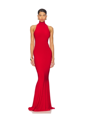 Norma Kamali x REVOLVE Halter Turtle Fishtail Gown in Red. Size M. Also in XS, S, L, XL.