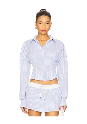 OW Collection Eliza Shirt in Blue. Size M. Also in S, XS.