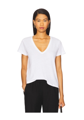 LESET Laura V Neck Tee in White. Size L. Also in XS, S, M.
