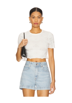 MINKPINK Bowie Pointelle Knit Tee in White. Size S. Also in XS.