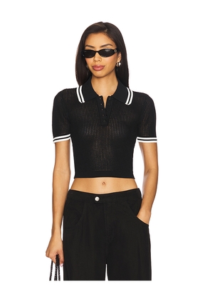 Lovers and Friends Orsola Short Sleeve Polo in Black. Size M. Also in S, XS.