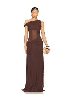 MISHA Sisal Maxi Dress in Chocolate. Size M. Also in S, XL, XS, XXS.