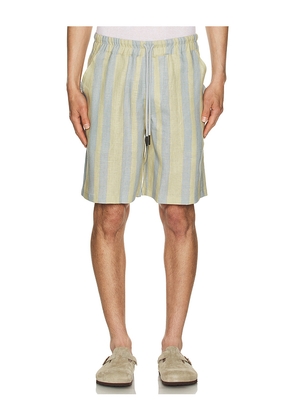 OAS Mist Strata Nicola Linen Shorts in Blue,Yellow. Size M. Also in S, L.