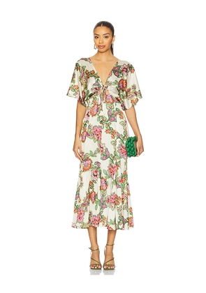 MISA Los Angeles Irena Dress in Cream,Green. Size L. Also in S, XS.