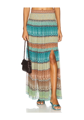 MISA Los Angeles Polly Skirt in Teal,Tan. Size M. Also in L, XL.
