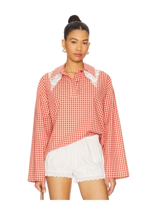 Milkwhite Polo Top in Red. Size M. Also in S, L.