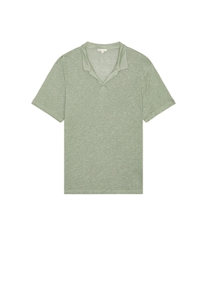 onia Shaun Linen Polo in Sage. Size M. Also in L, XL/1X.