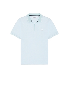 Original Penguin Jacquard 1/4 Zip Tipped Polo in Baby Blue. Size S. Also in M.