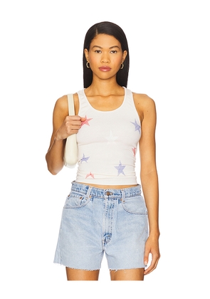 Lauren Moshi Esmerelda Mini Stripe Stars Basic Fitted Tank in Cream. Size S. Also in XS, L, XL.