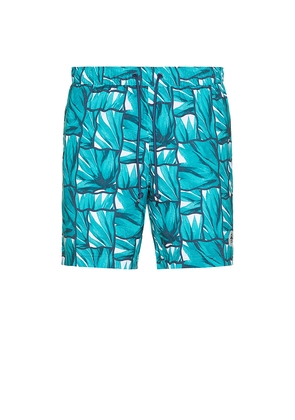 Original Penguin 7 Volley Agave Print Swim Shorts in Blue. Size S. Also in L, XL/1X.