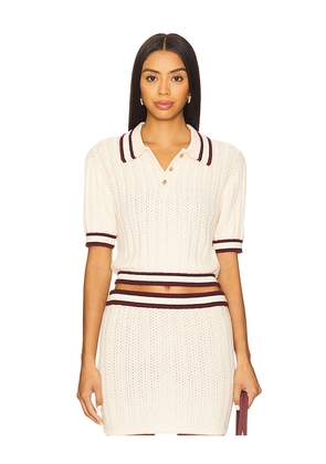 Lovers and Friends Remy Pointelle Polo Top in Cream. Size M. Also in S, XS, XXS.
