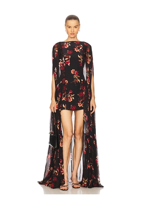 LA FUORI Coralia Gathered Cape Dress in Tan. Size S. Also in XS.