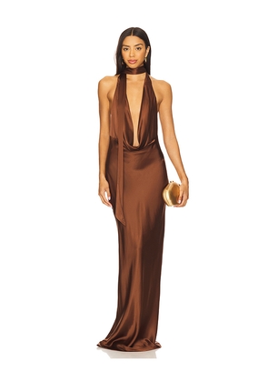NBD Naila Gown in Brown. Size M. Also in L, S, XL, XS, XXS.