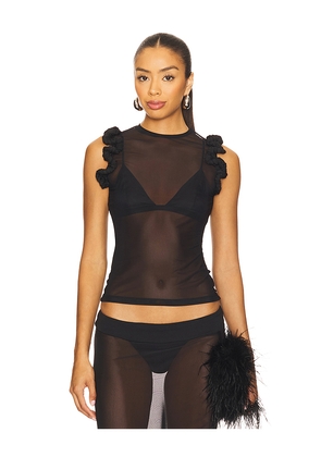 nastyamasha Mesh Ruffle Top in Black. Size M. Also in L, S.