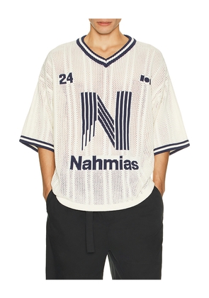 Nahmias Knit Tech N Football Shirt in Ivory. Size S. Also in M.