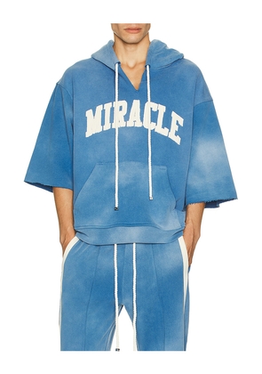 Nahmias Miracle Cut Off Hoodie in Blue. Size M. Also in S, L.