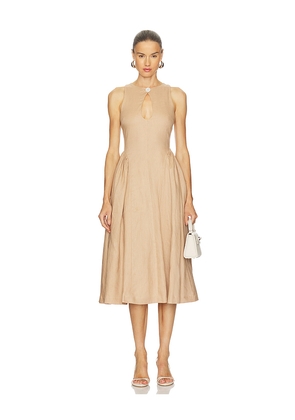LPA Seina Midi Dress in Taupe. Size S. Also in XS, M.