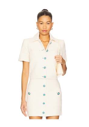 L'AGENCE Chita Crop Short Sleeve Jacket in Cream. Size 4. Also in 0.