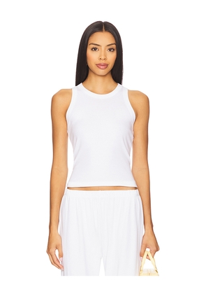 LESET Nando High Neck Tank Top in White. Size M. Also in XS, S, L, XL.