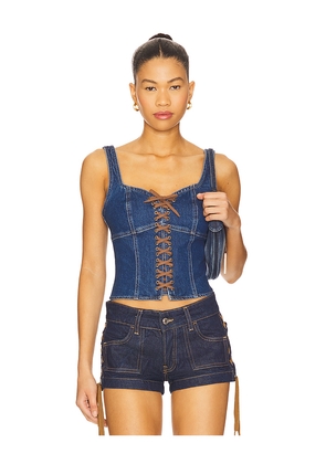 L'AGENCE Nayeli Corset Tank Top in Blue. Size 4. Also in 2.