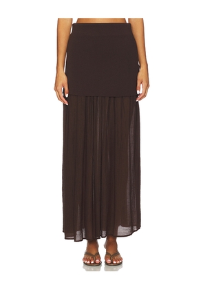 Line & Dot Rhone Mix-media Skirt in Brown. Size M. Also in S, XS, L.