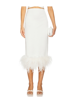 Milkwhite x REVOLVE Midi Skirt With Feathers in White. Size S. Also in XS, M, L.